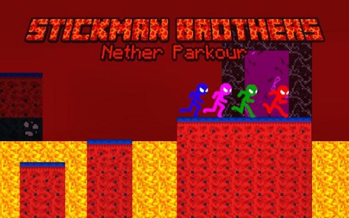 Stickman Brothers Nether Parkour - 4 Player Survival Game
